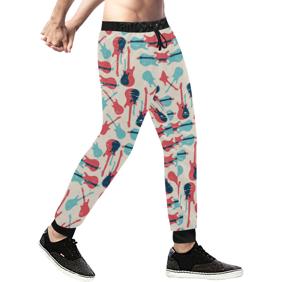 Red Blue guitar pattern Unisex Casual Sweatpants