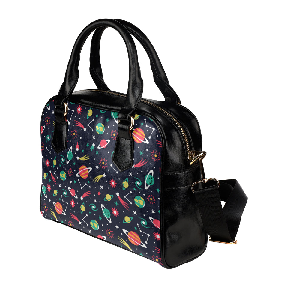 colorful space pattern planet star Shoulder Handbag