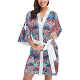 Hand drawn colorful starfish Women's Short Kimono Robe