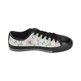 Beautiful pink lotus waterlily leaves pattern Men's Low Top Canvas Shoes Black