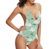 White swan lake pattern Women's One-Piece Swimsuit
