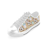 Cow bottle of milk pattern Men's Low Top Canvas Shoes White