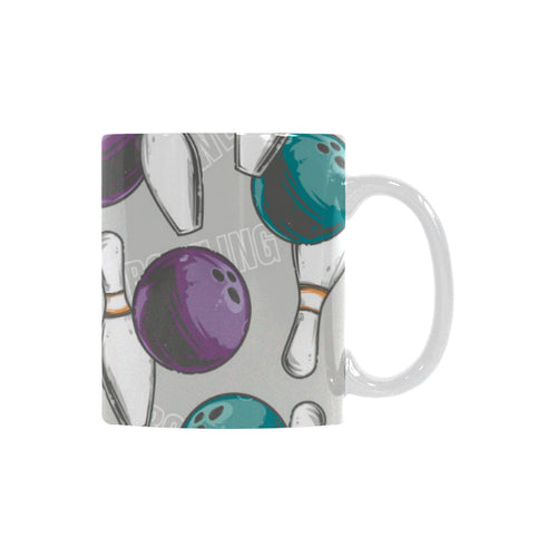 Bowling ball and pin gray background Classical White Mug (Fulfilled In US)