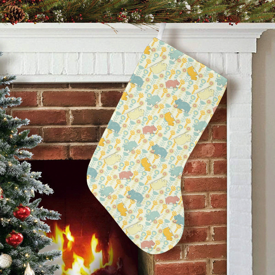 Hippopotamus Pattern Print Design 04 Christmas Stocking