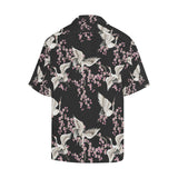 Japanese crane pink sakura pattern Men's All Over Print Hawaiian Shirt