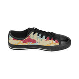 Red Bonsai gray sun japanese pattern Men's Low Top Canvas Shoes Black