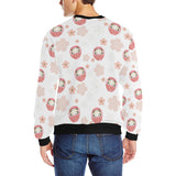 Daruma japanese wooden doll cherry blossom flower Men's Crew Neck Sweatshirt
