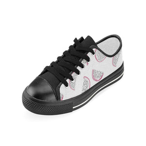 dragon fruit pattern Kids' Boys' Girls' Low Top Canvas Shoes Black
