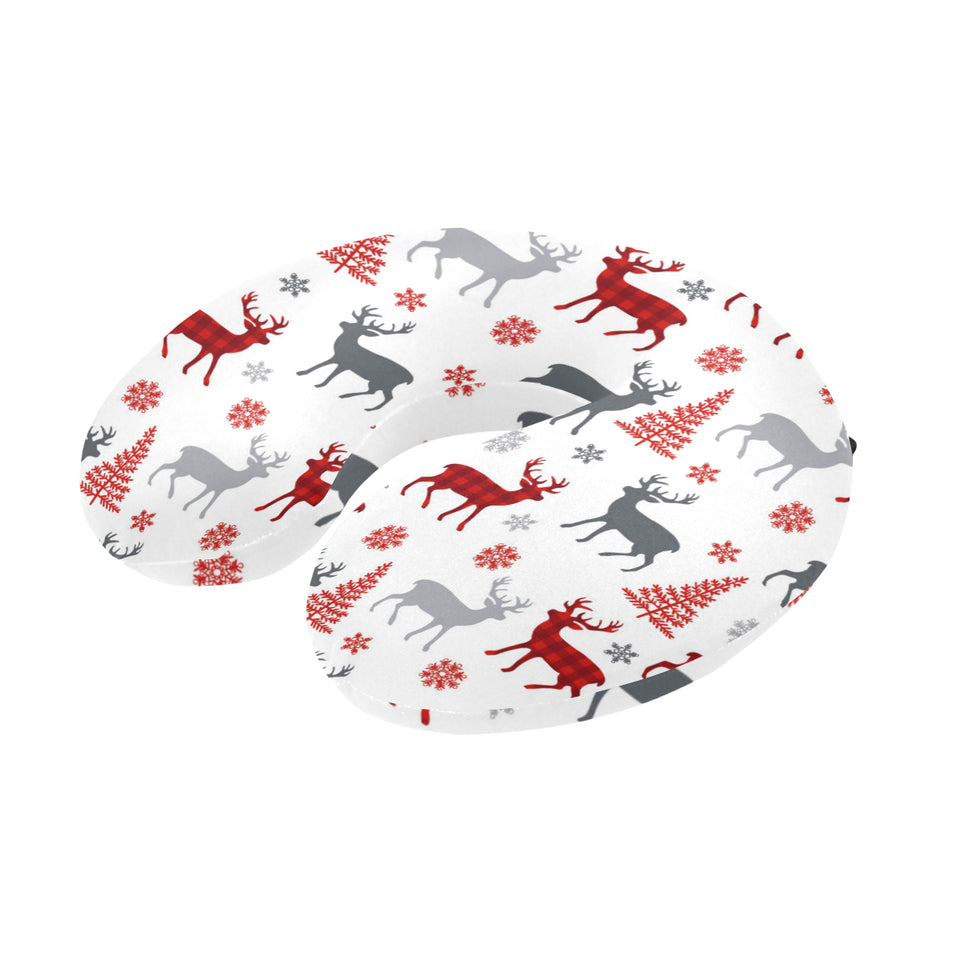 Deer tree snowflakes chrismas pattern U-Shaped Travel Neck Pillow
