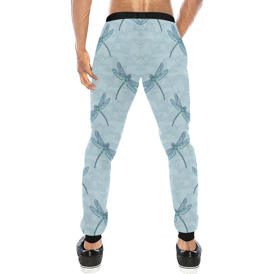 Dragonfly pattern blue background Unisex Casual Sweatpants