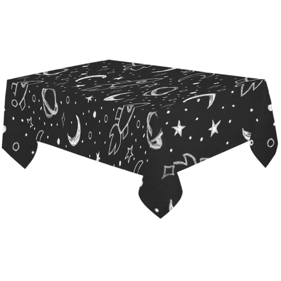 Hand drawn space rocket star planet Tablecloth