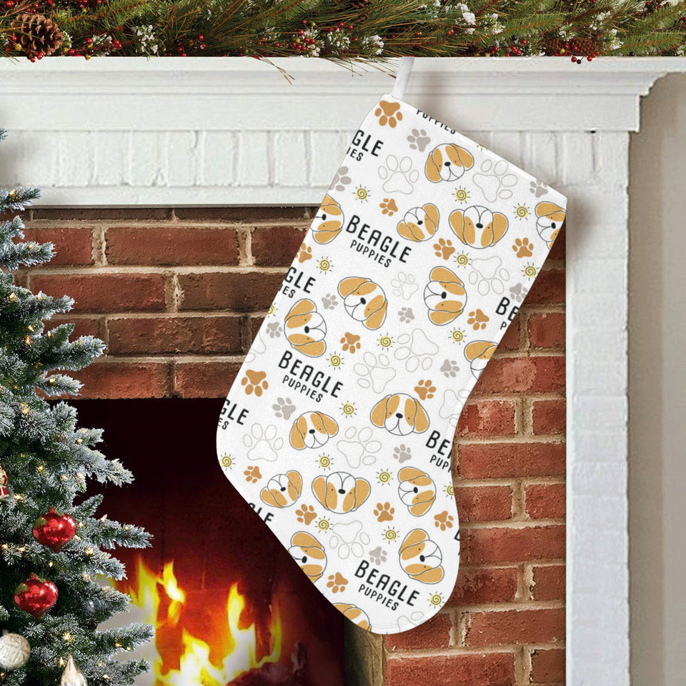 Cute beagle dog pattern background Christmas Stocking