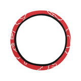 sushi pattern red background Car Steering Wheel Cover