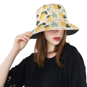 lemon flower leave pattern Unisex Bucket Hat