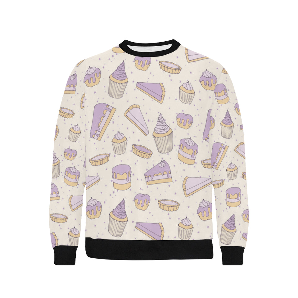Cakes pies tarts muffins and eclairs purple bluebe Men's Crew Neck Sweatshirt