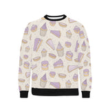 Cakes pies tarts muffins and eclairs purple bluebe Men's Crew Neck Sweatshirt