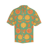 orange fruit pattern green background Men's All Over Print Hawaiian Shirt