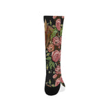 Horse head wild roses pattern Crew Socks