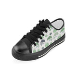 Chameleon lizard succulent plant pattern Kids' Boys' Girls' Low Top Canvas Shoes Black