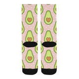 Avocado heart pink background Crew Socks