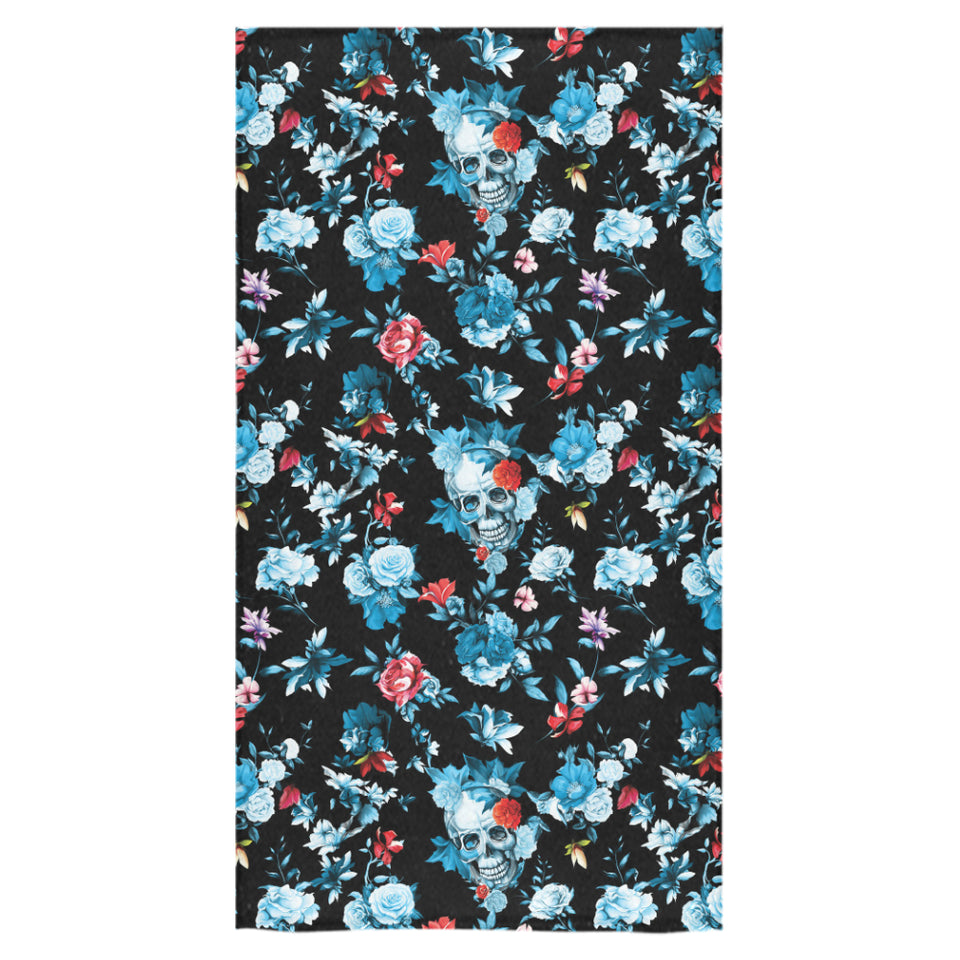 Skull flower roses leave pattern Bath Towel