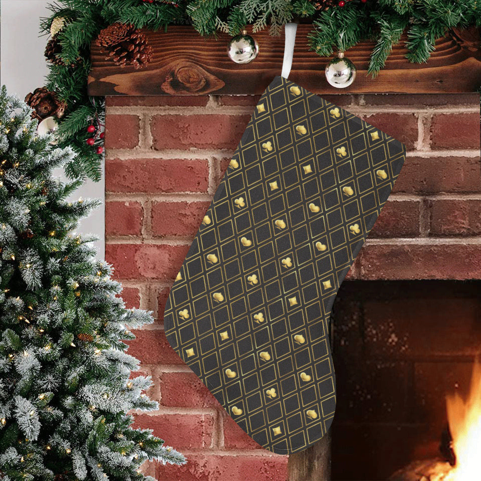 Casino Cards Suits Pattern Print Design 01 Christmas Stocking