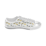 Silhouettes of goat and tree pattern Men's Low Top Shoes White