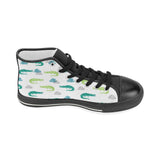 watercolor crocodile pattern Women's High Top Canvas Shoes Black