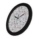 Airplane cloud grey background Elegant Black Wall Clock