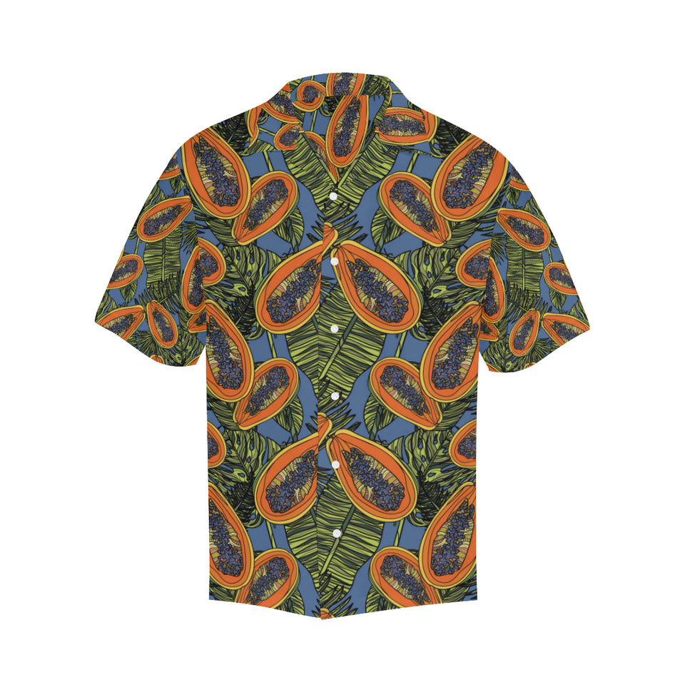 Colorful papaya tropical leaves Men's All Over Print Hawaiian Shirt