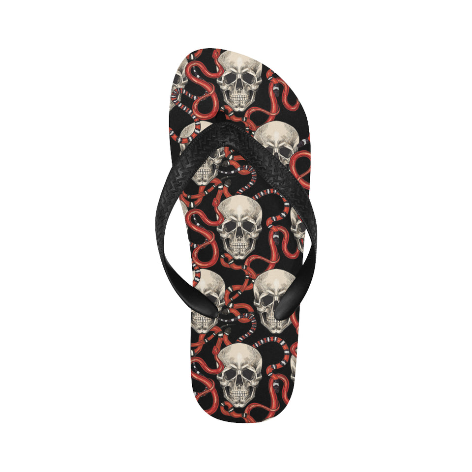 Red snake skull pattern Unisex Flip Flops