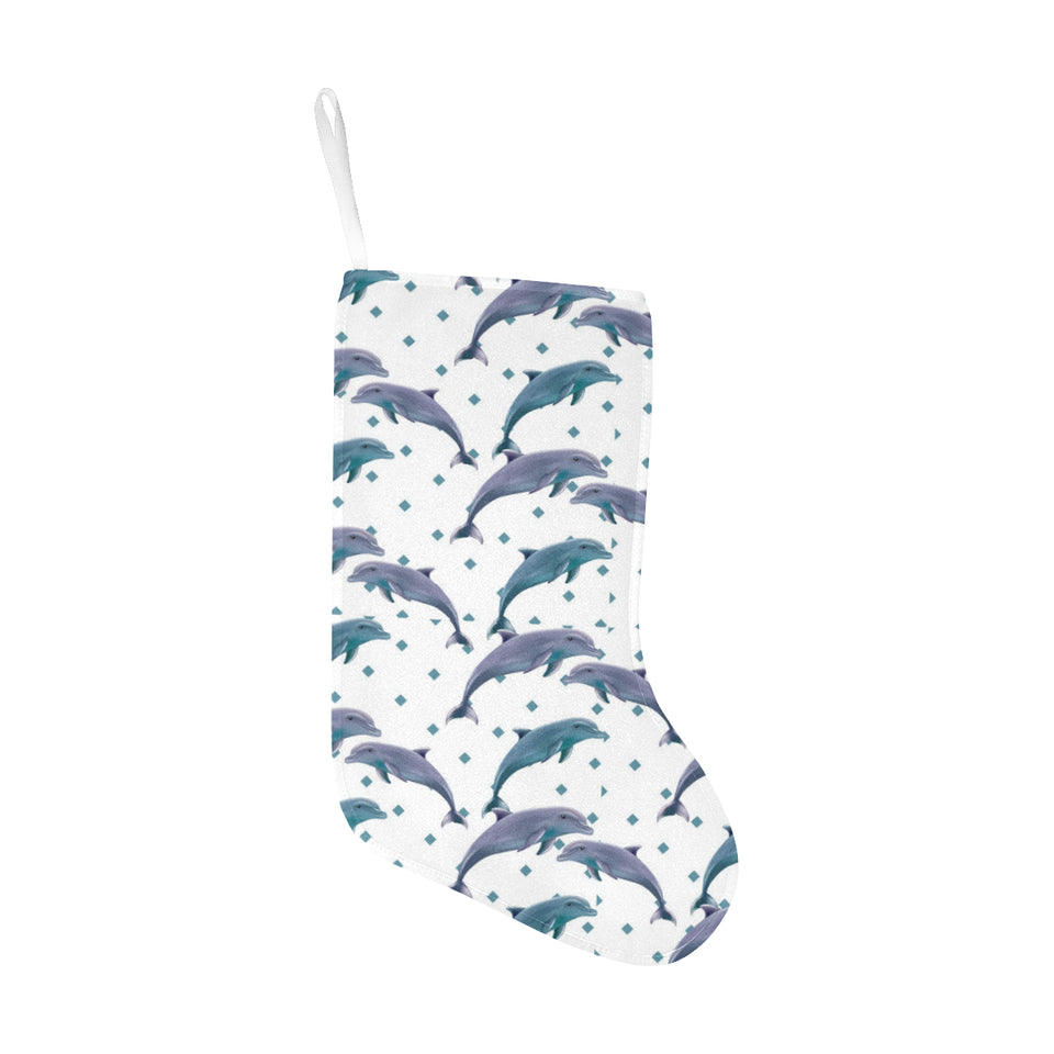 Dolphins pattern dotted background Christmas Stocking