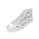 Watercolor sea turtle jellyfish pattern Men's High Top Canvas Shoes White