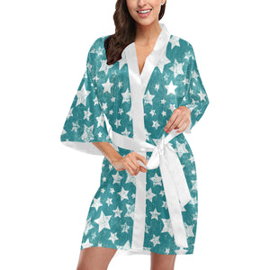 Vintage star pattern Women's Short Kimono Robe