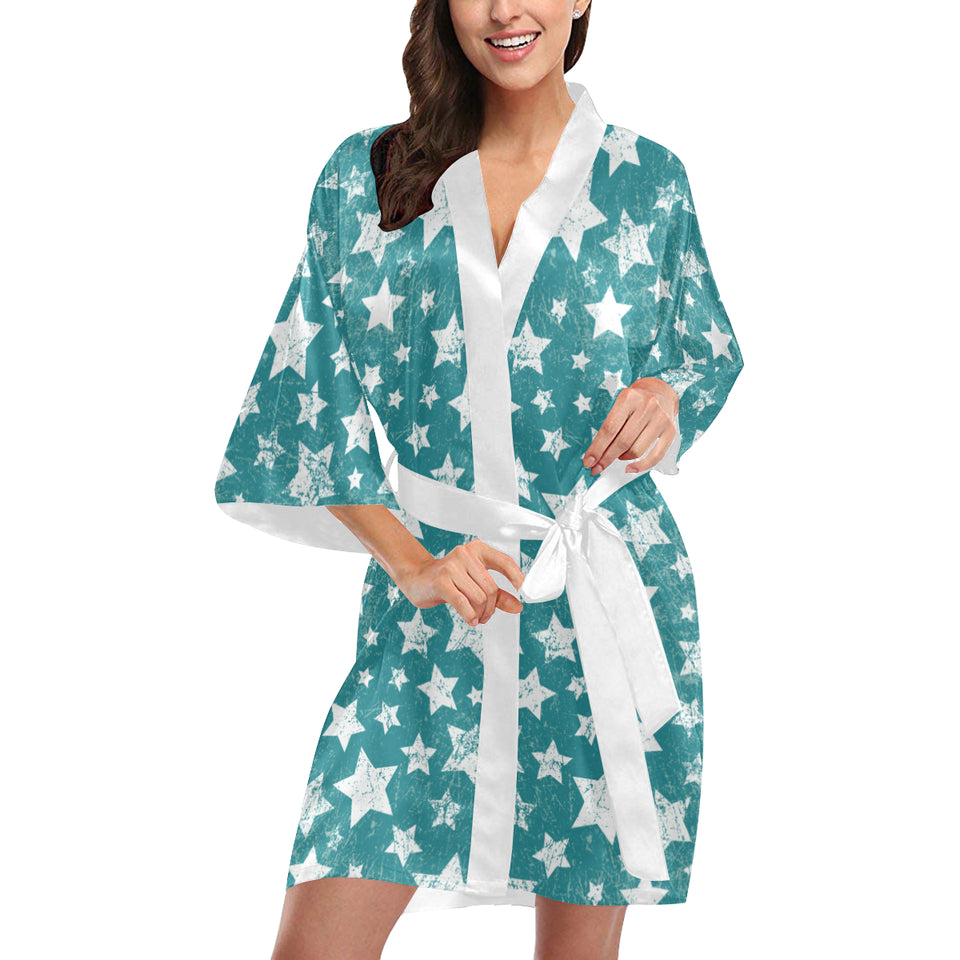Vintage star pattern Women's Short Kimono Robe