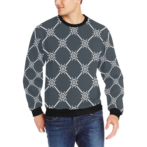 nautical steering wheel rope pattern Men's Crew Neck Sweatshirt