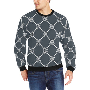 nautical steering wheel rope pattern Men's Crew Neck Sweatshirt