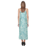 Classic Hand drawn Grape pattern V-Neck Open Fork Long Dress