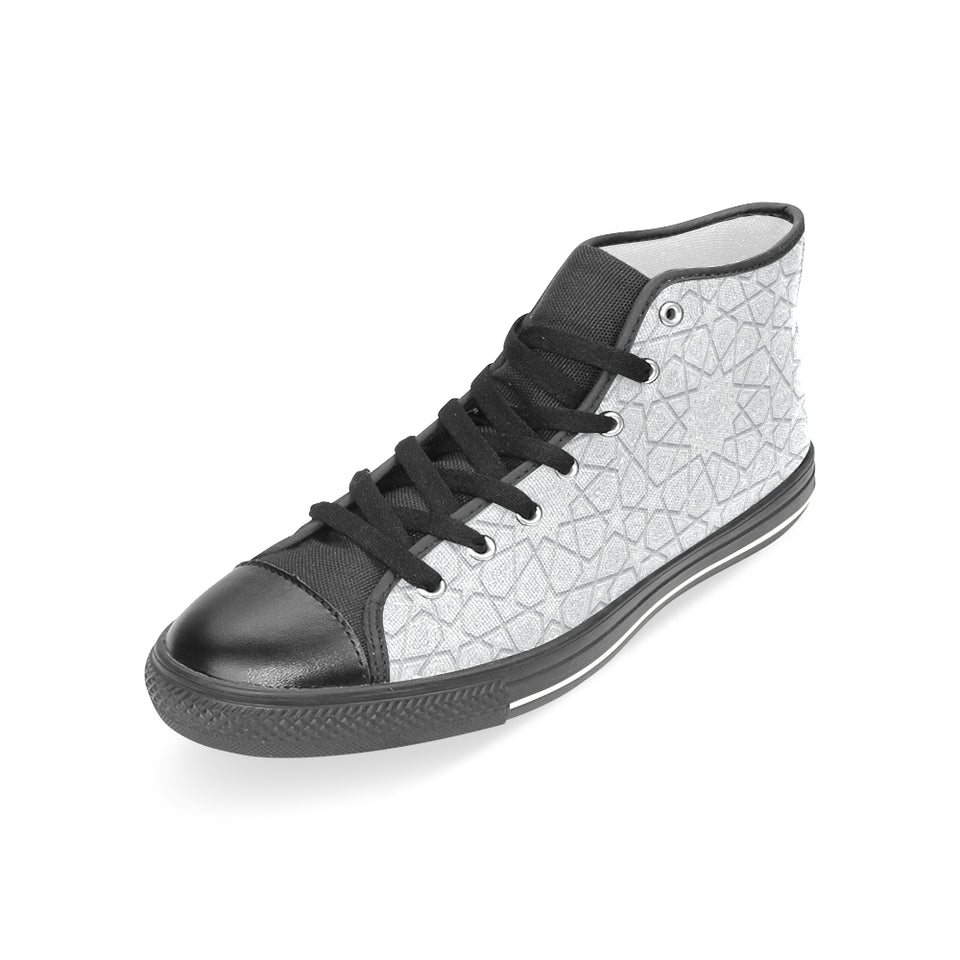 arabic star pattern Women's High Top Canvas Canvas Shoes Black
