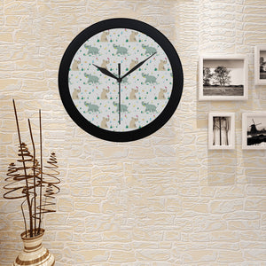 Cute Rhino pattern Elegant Black Wall Clock