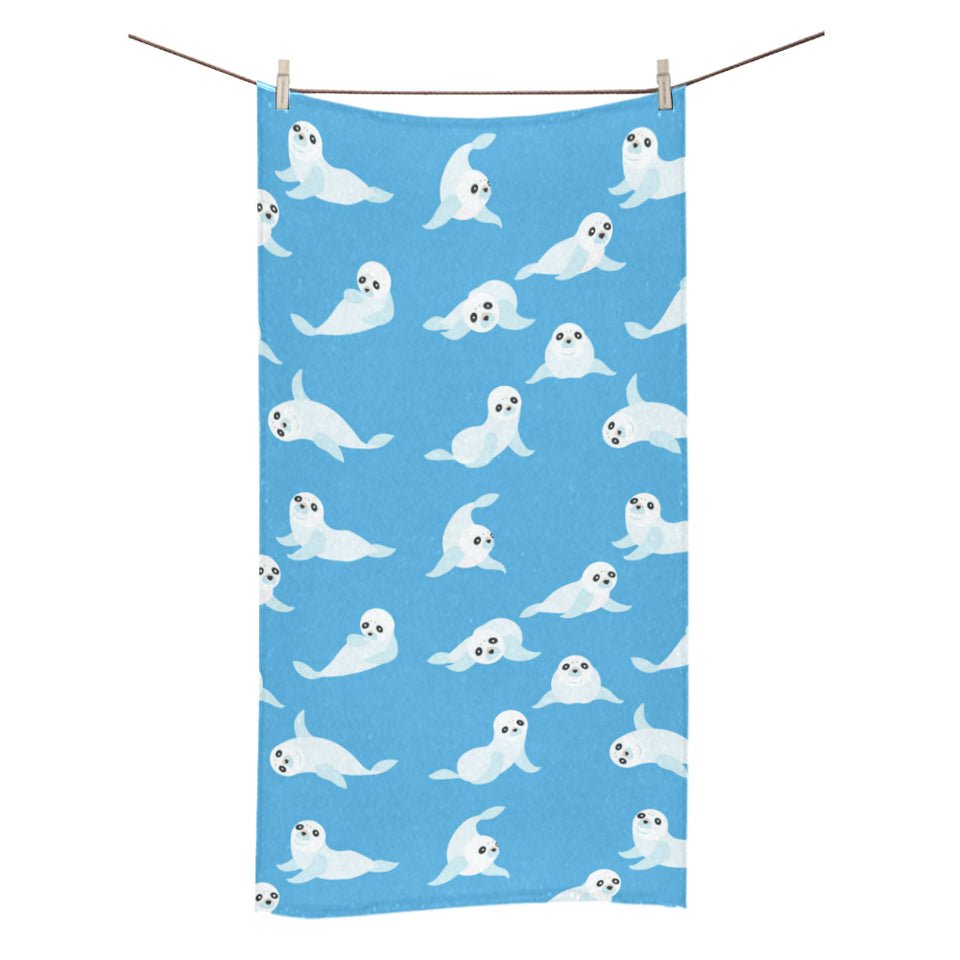Cute sea lion seal pattern background Bath Towel
