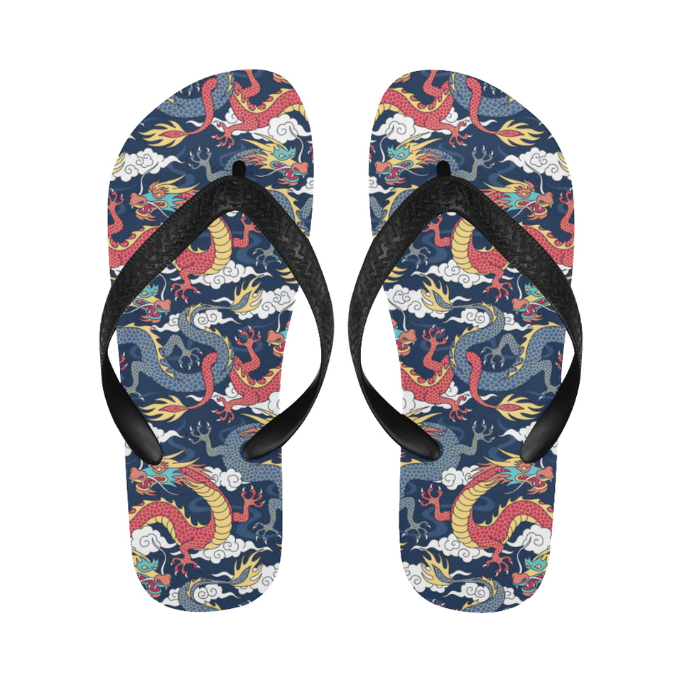 Blue red dragon cloud pattern Unisex Flip Flops