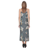 Cute koala pattern V-Neck Open Fork Long Dress