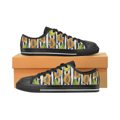 papaya design pattern Kids' Boys' Girls' Low Top Canvas Shoes Black