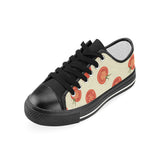 Tomato dot background Women's Low Top Canvas Shoes Black