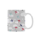 Airplane cloud grey background Classical White Mug (Fulfilled In US)