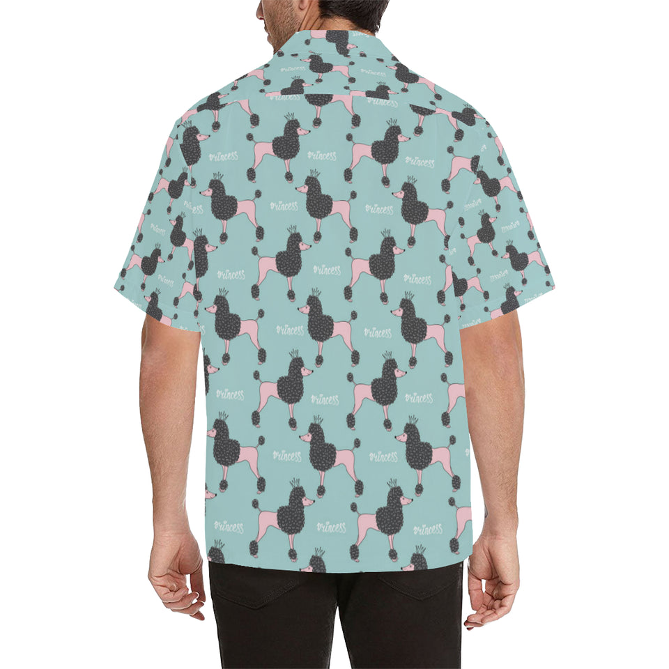 poodle dog green background Men's All Over Print Hawaiian Shirt