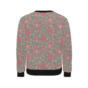 Red gold Sakura cherry blossom gray background Men's Crew Neck Sweatshirt