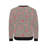 Red gold Sakura cherry blossom gray background Men's Crew Neck Sweatshirt