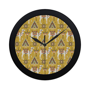 Camels ethnic motif pattern Elegant Black Wall Clock